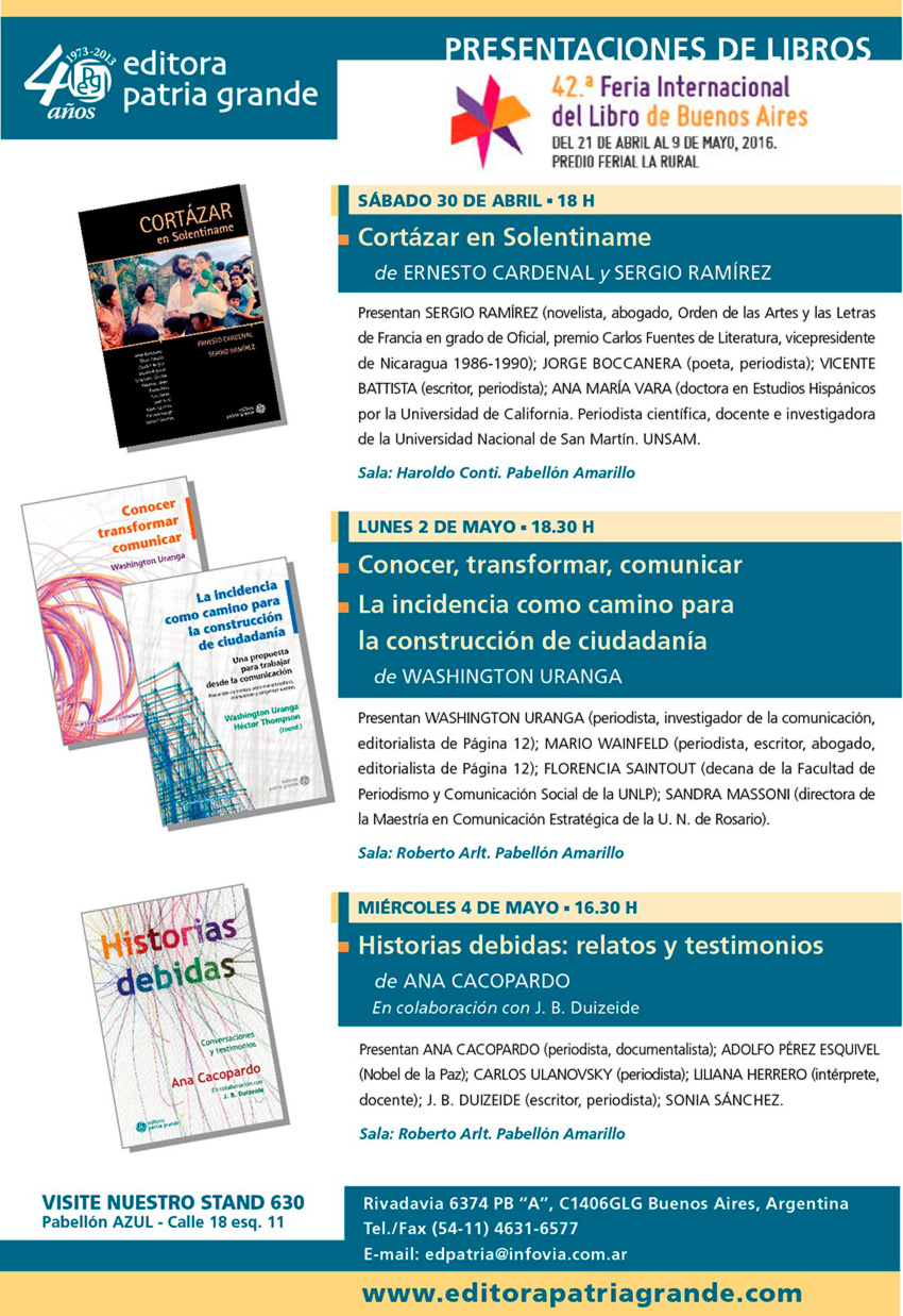 Presentaciones feria del libro 2016